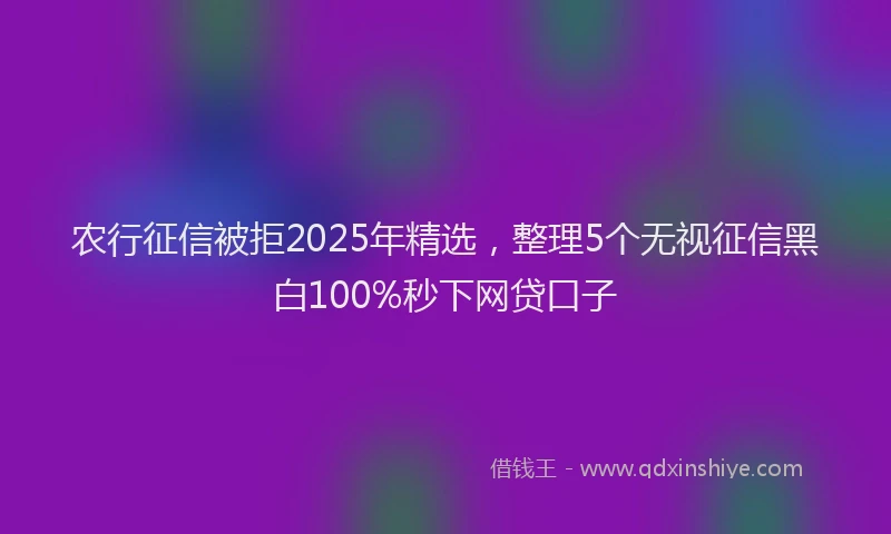 农行征信被拒2025年精选，整理5个无视征信黑白100%秒下网贷口子