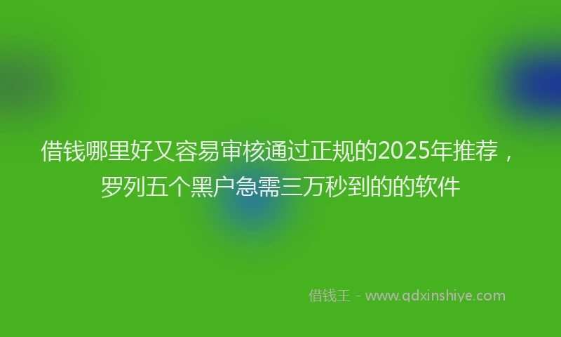 借钱哪里好又容易审核通过正规的2025年推荐，罗列五个黑户急需三万秒到的的软件
