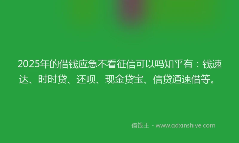 2025年的借钱应急不看征信可以吗知乎有：钱速达、时时贷、还呗、现金贷宝、信贷通速借等。