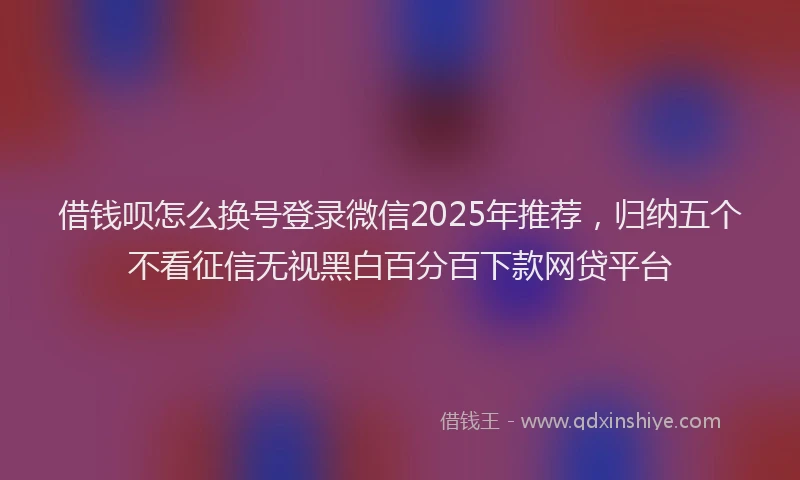 借钱呗怎么换号登录微信2025年推荐，归纳五个不看征信无视黑白百分百下款网贷平台