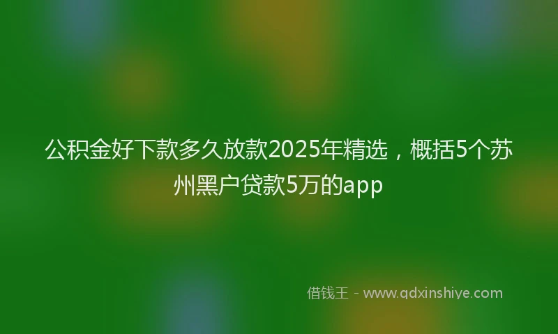 公积金好下款多久放款2025年精选，概括5个苏州黑户贷款5万的app