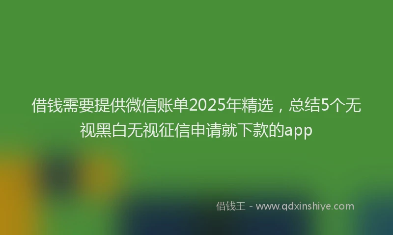借钱需要提供微信账单2025年精选，总结5个无视黑白无视征信申请就下款的app