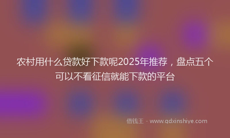 农村用什么贷款好下款呢2025年推荐，盘点五个可以不看征信就能下款的平台
