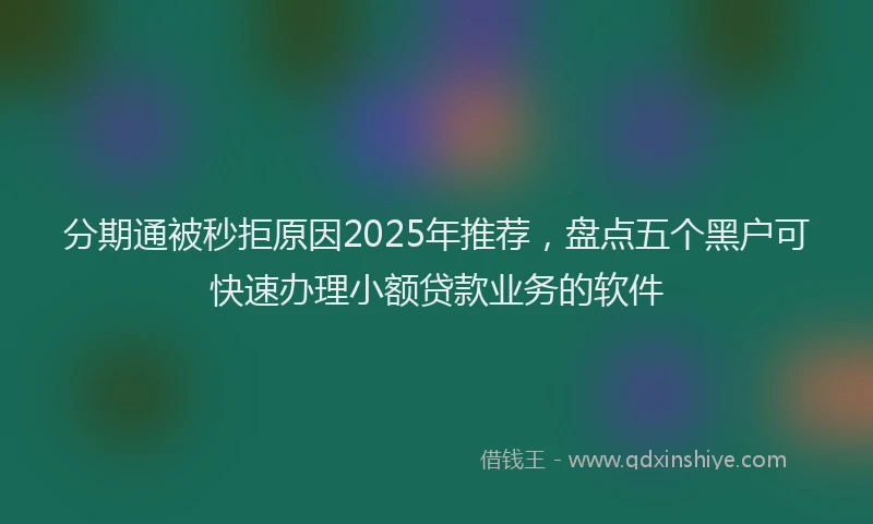 分期通被秒拒原因2025年推荐，盘点五个黑户可快速办理小额贷款业务的软件