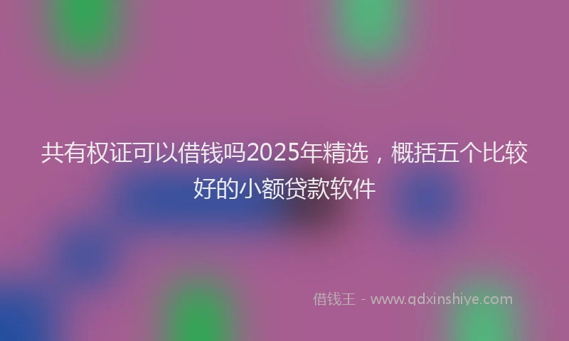 共有权证可以借钱吗2025年精选，概括五个比较好的小额贷款软件