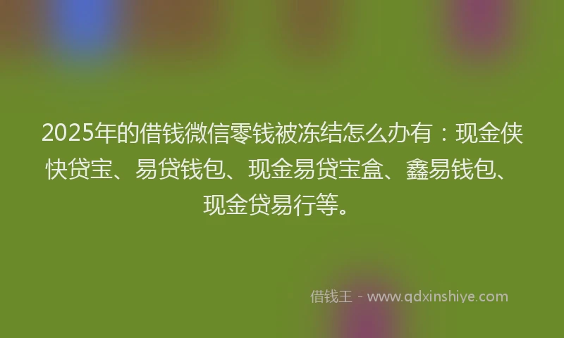 2025年的借钱微信零钱被冻结怎么办有：现金侠快贷宝、易贷钱包、现金易贷宝盒、鑫易钱包、现金贷易行等。