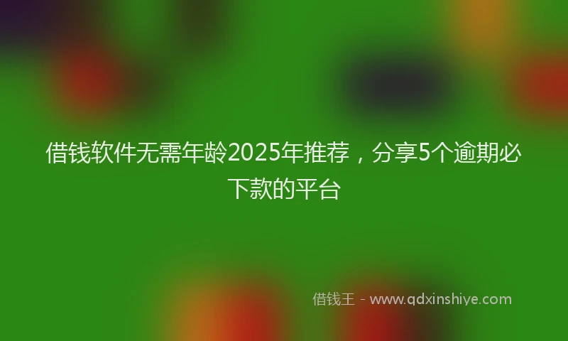 借钱软件无需年龄2025年推荐，分享5个逾期必下款的平台