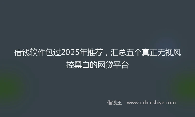 借钱软件包过2025年推荐，汇总五个真正无视风控黑白的网贷平台