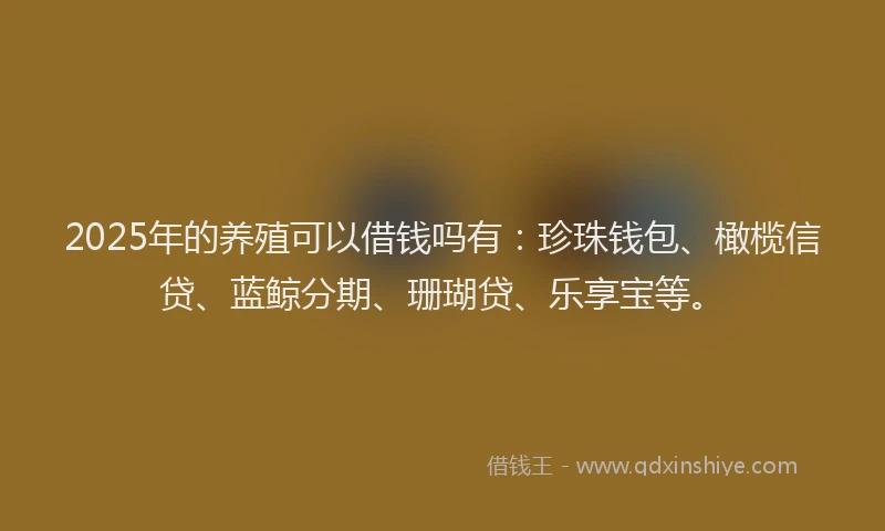 2025年的养殖可以借钱吗有：珍珠钱包、橄榄信贷、蓝鲸分期、珊瑚贷、乐享宝等。