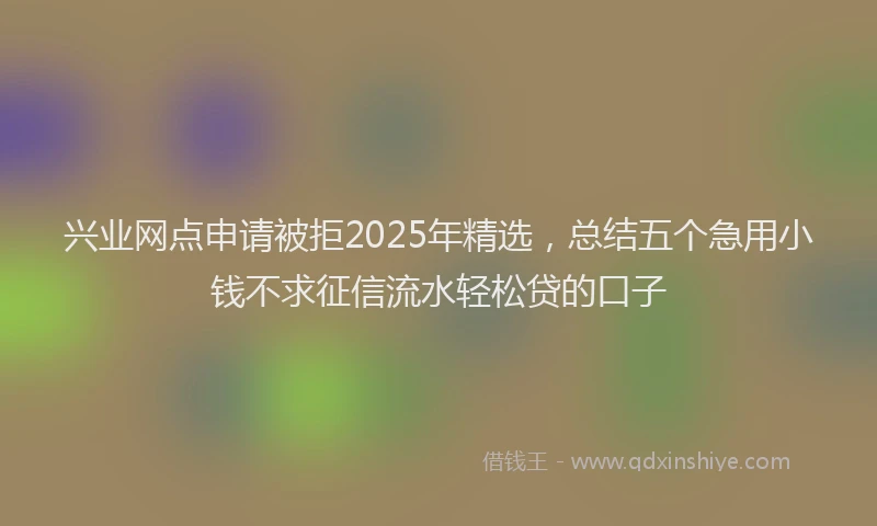 兴业网点申请被拒2025年精选，总结五个急用小钱不求征信流水轻松贷的口子