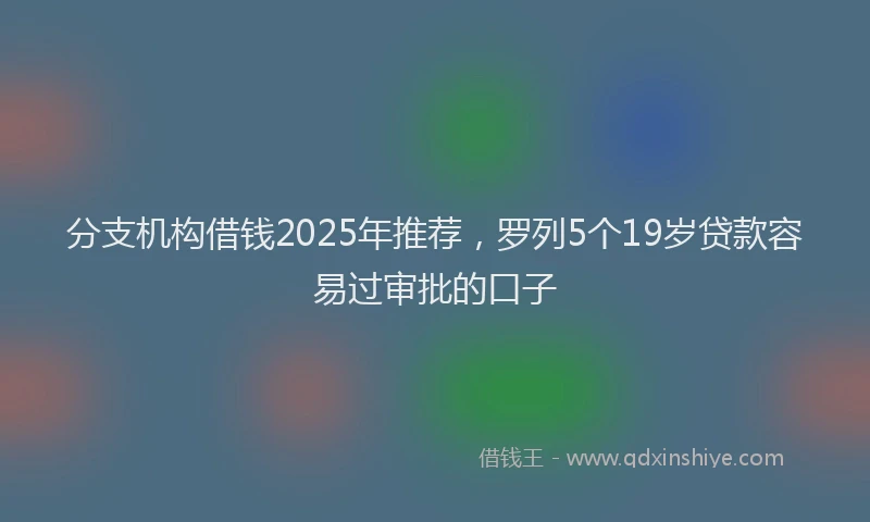 分支机构借钱2025年推荐，罗列5个19岁贷款容易过审批的口子