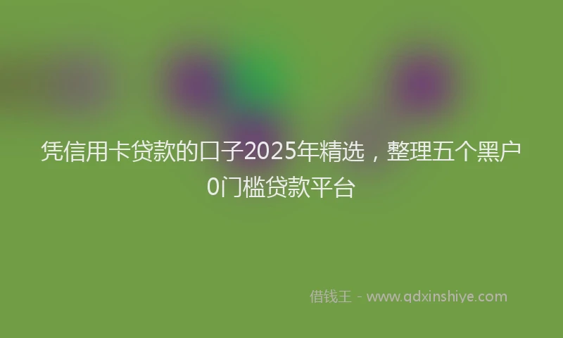 凭信用卡贷款的口子2025年精选，整理五个黑户0门槛贷款平台