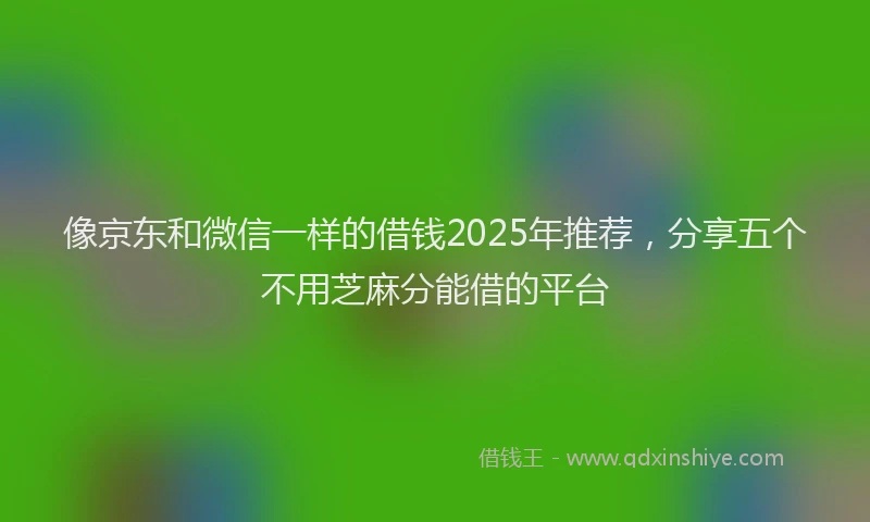 像京东和微信一样的借钱2025年推荐，分享五个不用芝麻分能借的平台
