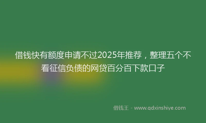 借钱快有额度申请不过2025年推荐，整理五个不看征信负债的网贷百分百下款口子
