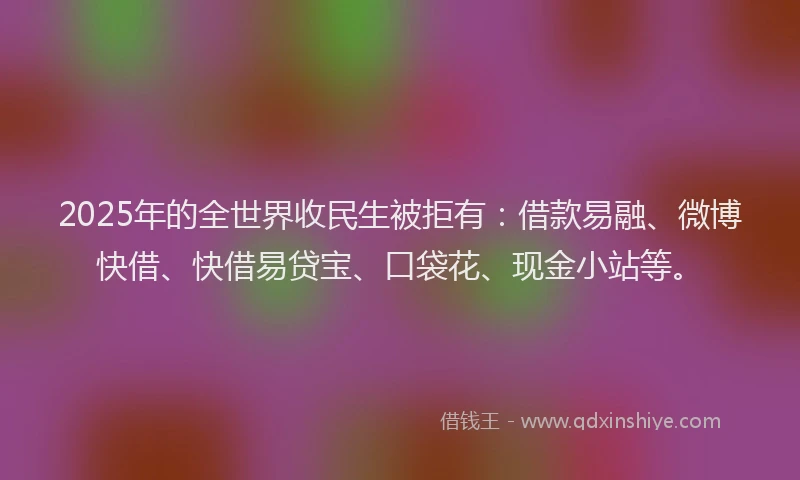 2025年的全世界收民生被拒有：借款易融、微博快借、快借易贷宝、口袋花、现金小站等。