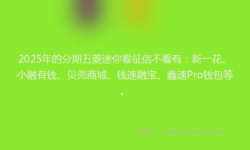 2025年的分期五菱迷你看征信不看有：新一花、小融有钱、贝壳商城、钱速融宝、鑫速Pro钱包等。