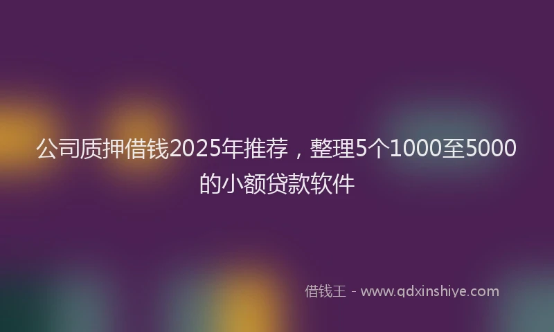 公司质押借钱2025年推荐，整理5个1000至5000的小额贷款软件