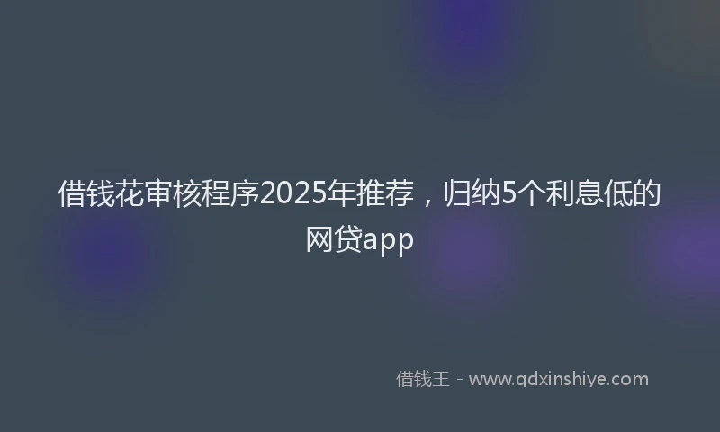 借钱花审核程序2025年推荐，归纳5个利息低的网贷app