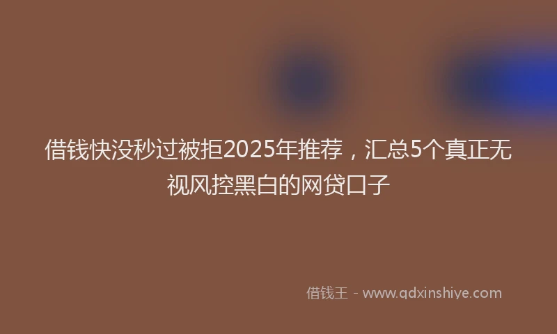 借钱快没秒过被拒2025年推荐，汇总5个真正无视风控黑白的网贷口子
