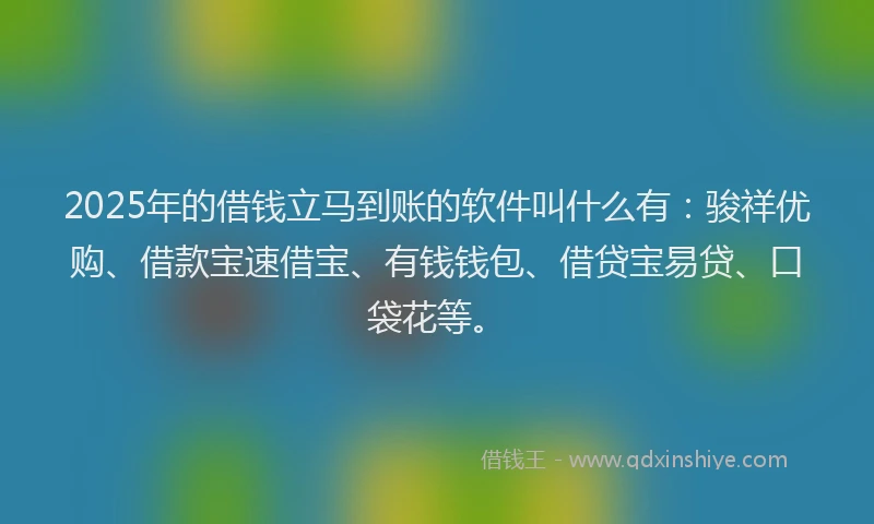 2025年的借钱立马到账的软件叫什么有：骏祥优购、借款宝速借宝、有钱钱包、借贷宝易贷、口袋花等。