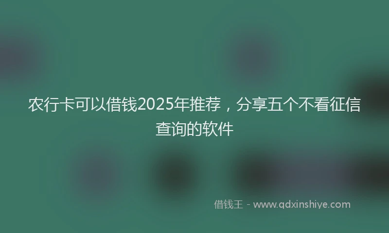 农行卡可以借钱2025年推荐，分享五个不看征信查询的软件