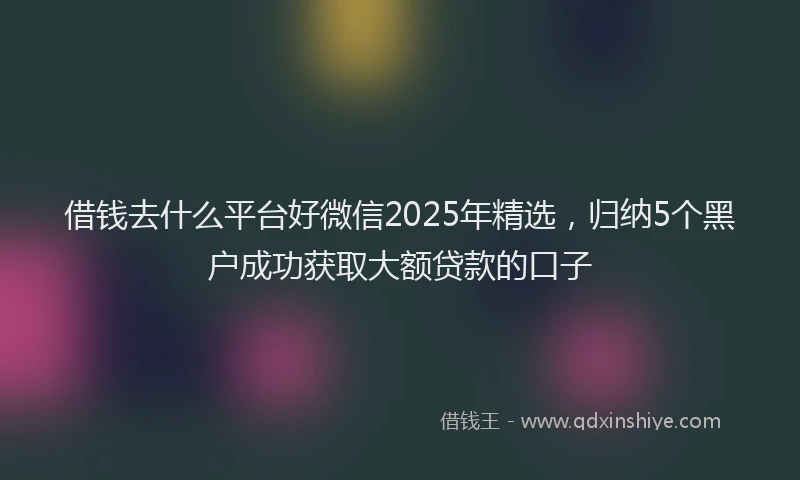 借钱去什么平台好微信2025年精选，归纳5个黑户成功获取大额贷款的口子
