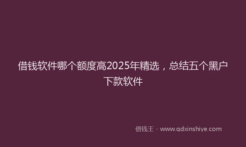 借钱软件哪个额度高2025年精选，总结五个黑户下款软件