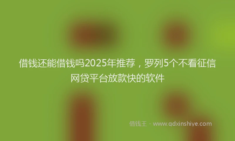 借钱还能借钱吗2025年推荐，罗列5个不看征信网贷平台放款快的软件