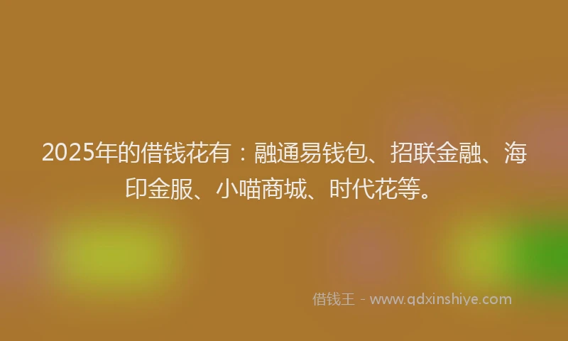 2025年的借钱花有：融通易钱包、招联金融、海印金服、小喵商城、时代花等。