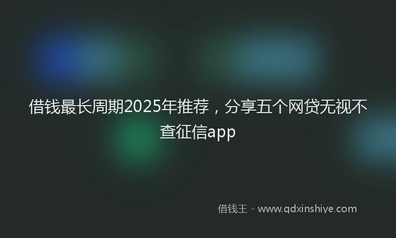 借钱最长周期2025年推荐，分享五个网贷无视不查征信app