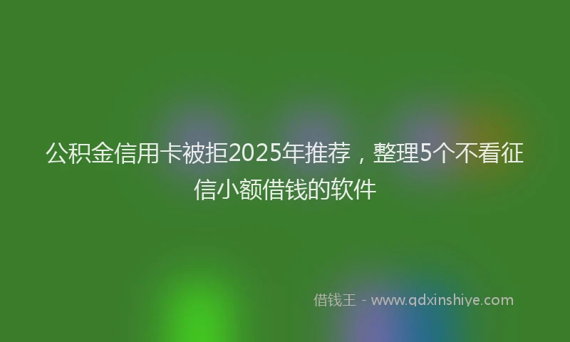 公积金信用卡被拒2025年推荐，整理5个不看征信小额借钱的软件