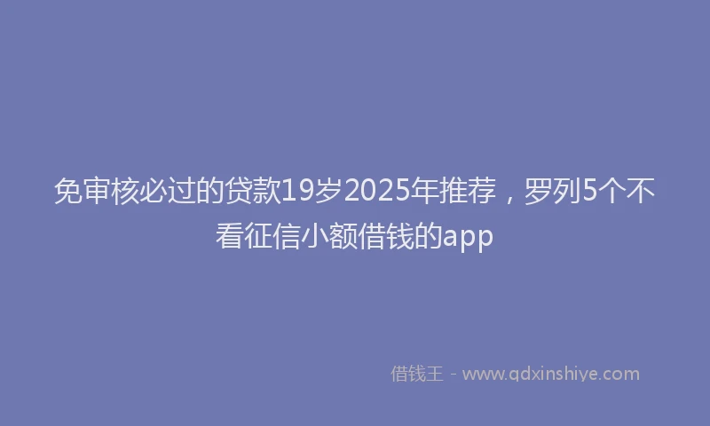 免审核必过的贷款19岁2025年推荐，罗列5个不看征信小额借钱的app