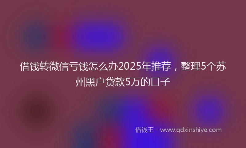 借钱转微信亏钱怎么办2025年推荐，整理5个苏州黑户贷款5万的口子