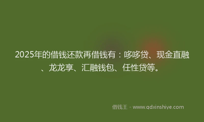 2025年的借钱还款再借钱有：哆哆贷、现金直融、龙龙享、汇融钱包、任性贷等。