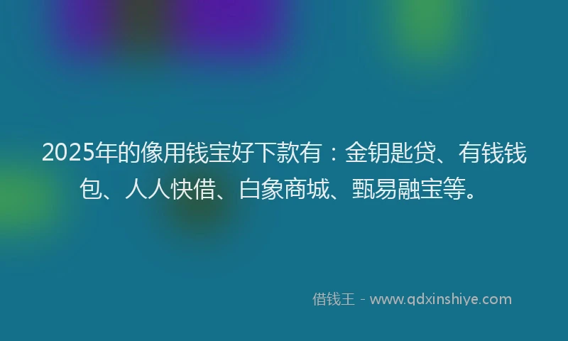 2025年的像用钱宝好下款有：金钥匙贷、有钱钱包、人人快借、白象商城、甄易融宝等。
