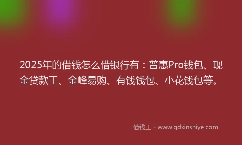 2025年的借钱怎么借银行有：普惠Pro钱包、现金贷款王、金峰易购、有钱钱包、小花钱包等。