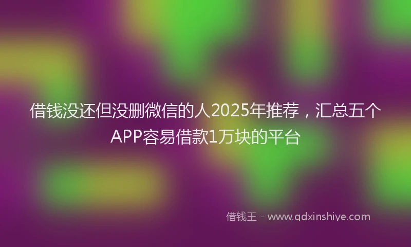 借钱没还但没删微信的人2025年推荐，汇总五个APP容易借款1万块的平台