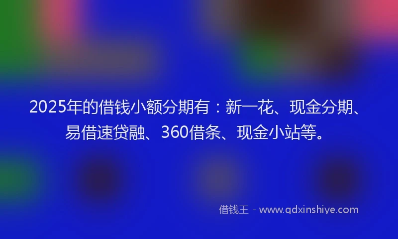 2025年的借钱小额分期有：新一花、现金分期、易借速贷融、360借条、现金小站等。