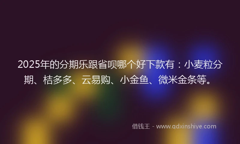2025年的分期乐跟省呗哪个好下款有：小麦粒分期、桔多多、云易购、小金鱼、微米金条等。