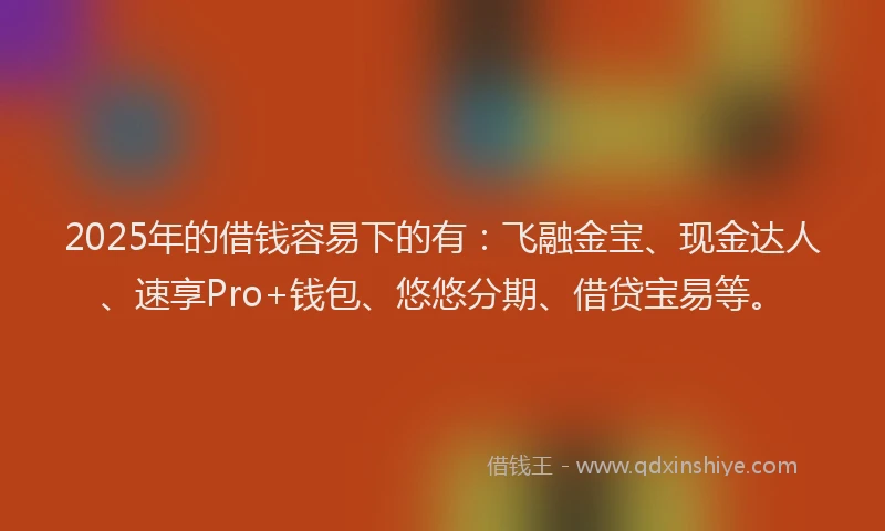 2025年的借钱容易下的有：飞融金宝、现金达人、速享Pro+钱包、悠悠分期、借贷宝易等。