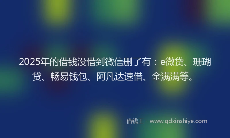 2025年的借钱没借到微信删了有：e微贷、珊瑚贷、畅易钱包、阿凡达速借、金满满等。