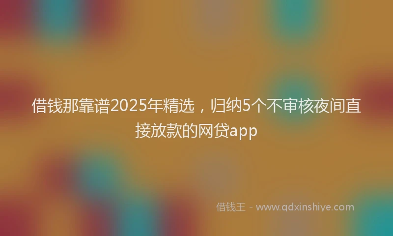 借钱那靠谱2025年精选，归纳5个不审核夜间直接放款的网贷app