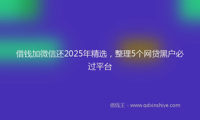 借钱加微信还2025年精选，整理5个网贷黑户必过平台