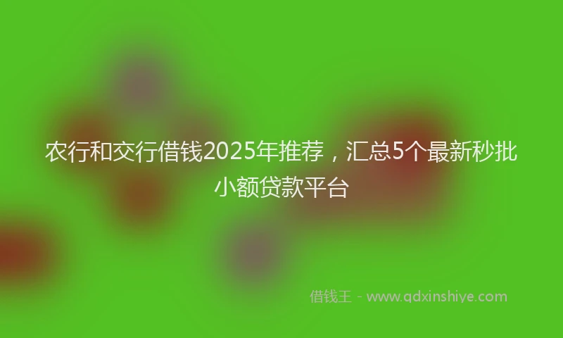 农行和交行借钱2025年推荐，汇总5个最新秒批小额贷款平台
