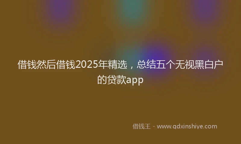 借钱然后借钱2025年精选，总结五个无视黑白户的贷款app