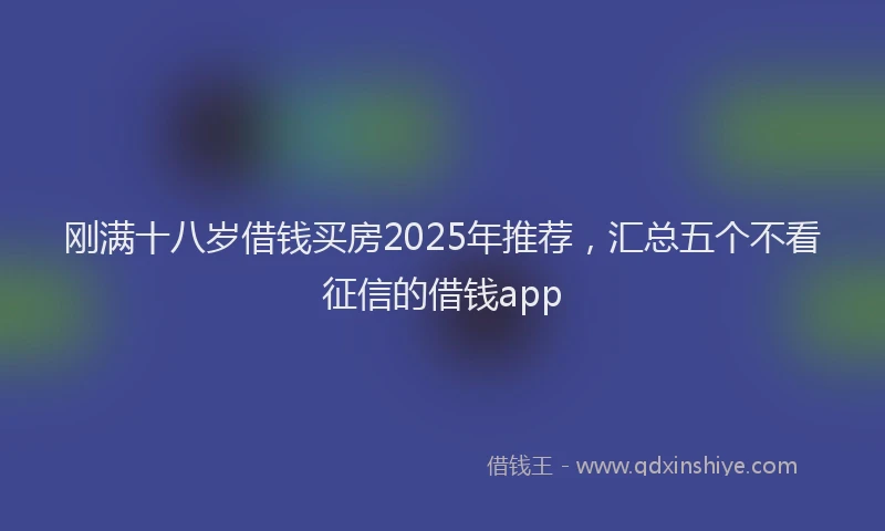 刚满十八岁借钱买房2025年推荐，汇总五个不看征信的借钱app