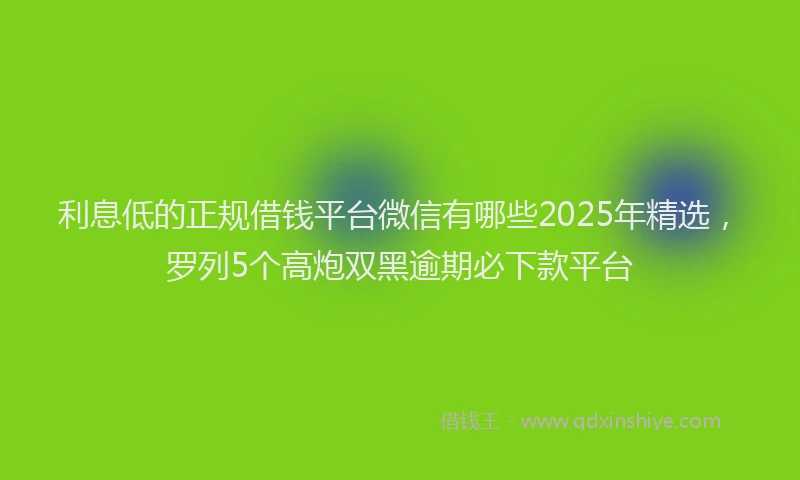 利息低的正规借钱平台微信有哪些2025年精选，罗列5个高炮双黑逾期必下款平台