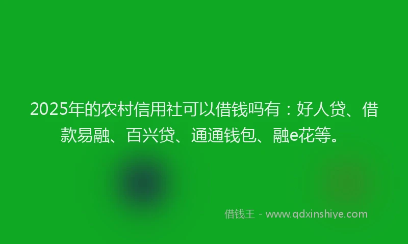 2025年的农村信用社可以借钱吗有：好人贷、借款易融、百兴贷、通通钱包、融e花等。