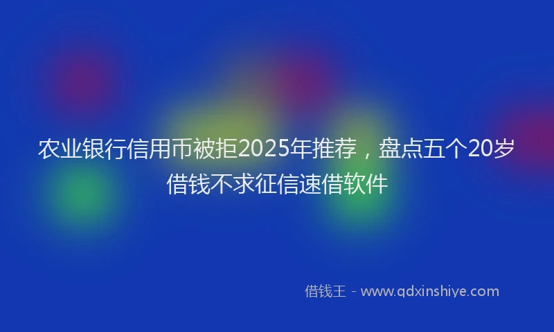 农业银行信用币被拒2025年推荐，盘点五个20岁借钱不求征信速借软件