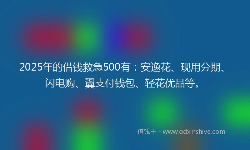 2025年的借钱救急500有：安逸花、现用分期、闪电购、翼支付钱包、轻花优品等。